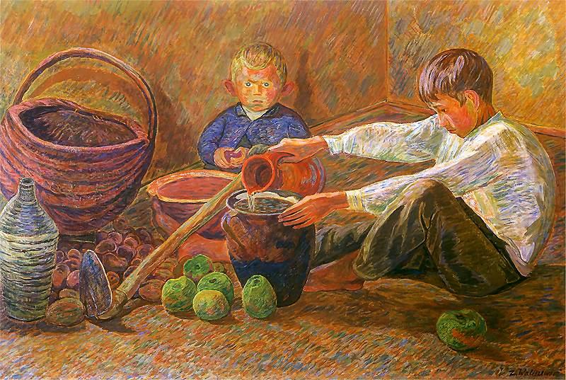 Zygmunt Waliszewski Boys and still life china oil painting image